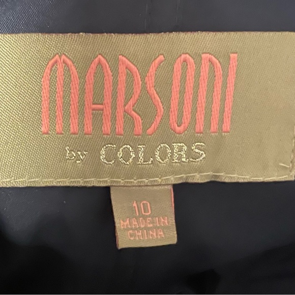 MARSONI NAVY OFF SHOULDERS ELEGANT SATIN GOWN size 10 MV1184 Fit & Flare gown. - Picture 4 of 7